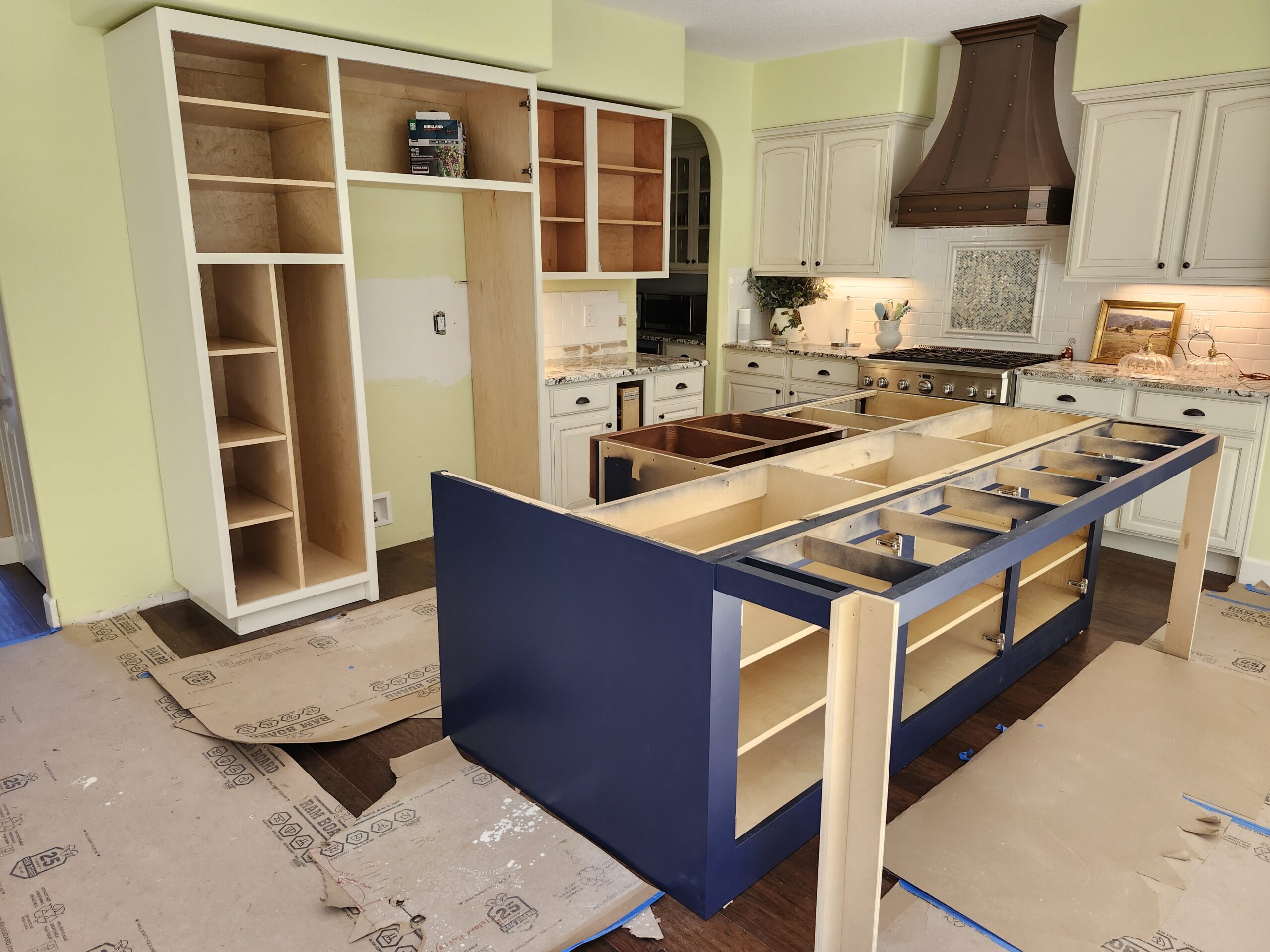 During Kitchen Remodel Cabinet Installation