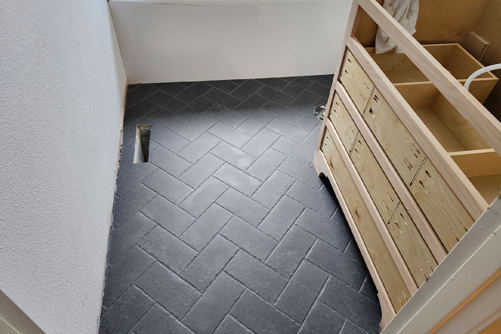 During Bathroom Remodeling with Tiling and Cabinet During Bathroom Remodeling with Tiling and Cabinet